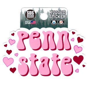 rugged sticker pink Penn State with hearts